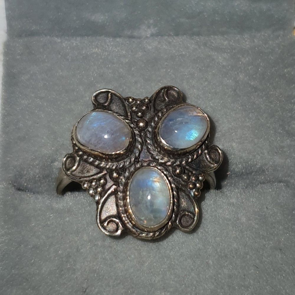 Handmade sterling silver moonstone ring